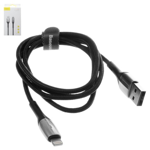 USB кабель Baseus Horizontal, USB тип A, Lightning, 100 см, 2,4 А, чорний, #CALSP B01