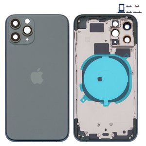 Корпус для iPhone 11 Pro, зелений, з тримачем SIM карти, з боковими кнопками, matte midnight green