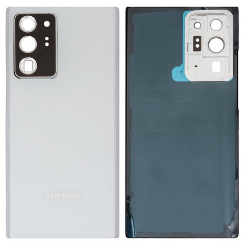 Задня панель корпуса для Samsung N985F Galaxy Note 20 Ultra, біла, із склом камери