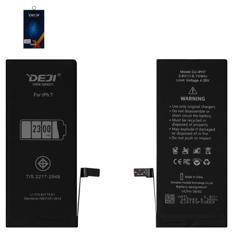 Акумулятор Deji для Apple iPhone 7, Li ion, 3,8 В, 2300 мАг, original IC