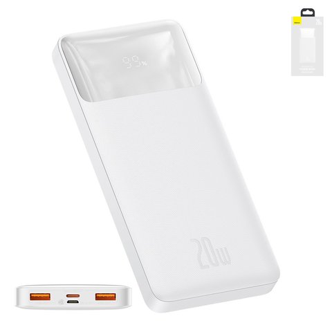 Power bank Baseus Bipow Digital, 10000 мАч, 20 Вт, белый, Quick Charge, #PPDML L02