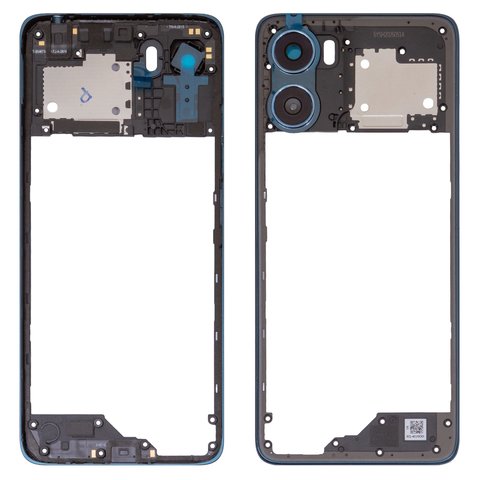 Средняя часть корпуса для Motorola Moto G06, синяя, со стеклом камеры, tapestry