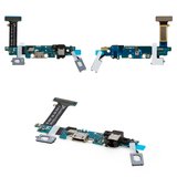 Flat Cable compatible with Samsung G920F Galaxy S6, (headphone connector, charge connector, with components)