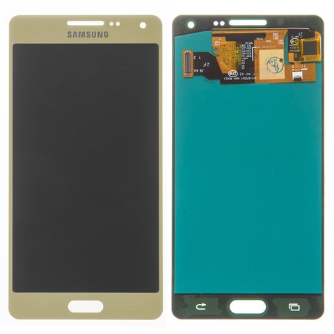 Pantalla LCD puede usarse con Samsung A500 Galaxy A5, dorado, sin marco, High Copy, OLED 