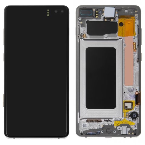 LCD compatible with Samsung G975 Galaxy S10 Plus, white, with frame, Original, service pack  #Ceramic White, GH82 18849J GH82 18834J