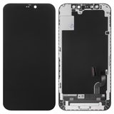 LCD compatible with iPhone 12 mini, (black, with frame, Original (PRC), with camera and proximity sensor plastics)
