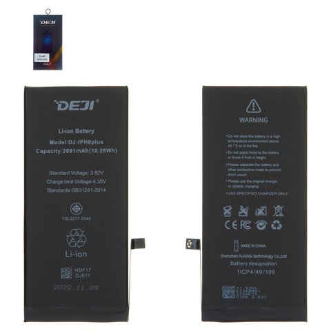 Batería Deji puede usarse con Apple iPhone 8 Plus, Li ion, 3.82 V, 2961 mAh, original IC