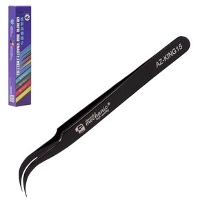 Mounting Tweezers Mechanic AZ KING15, curved, 117 mm, black 