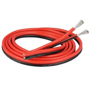 Wire In Silicone Insulation 2x12AWG, 3,5 мм², 1 m, red, black, UL3135 