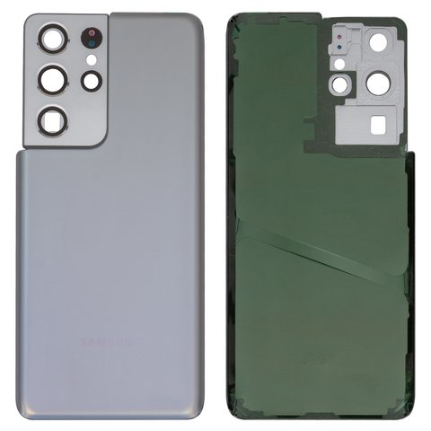 Housing Back Cover compatible with Samsung G998 Galaxy S21 Ultra 5G, silver, with camera lens 