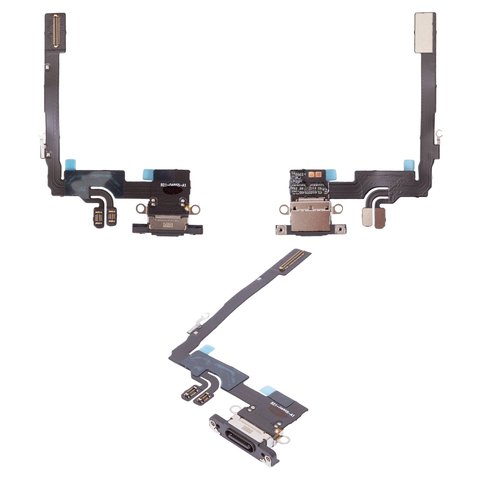 Flat Cable compatible with iPhone 16 Pro, charge connector, black, with microphone, HC, black titanium 