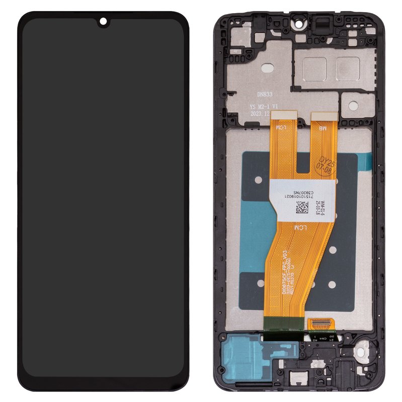 LCD compatible with Samsung A055 Galaxy A05, (black, with frame, High ...