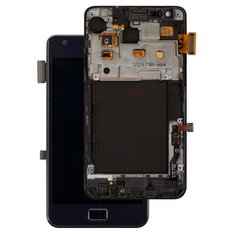Pantalla LCD puede usarse con Samsung I9105 Galaxy S2 Plus, azul, con marco, Original PRC 