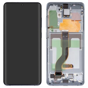 Pantalla LCD puede usarse con Samsung G985 Galaxy S20 Plus, G986 Galaxy S20 Plus 5G, azul, con marco, Original PRC , aura blue