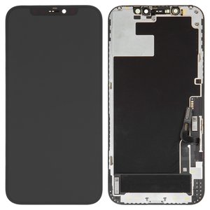 Pantalla LCD puede usarse con iPhone 12, iPhone 12 Pro, negro, con marco, vidrio reemplazado