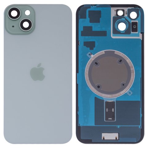 Panel trasero de carcasa puede usarse con iPhone 15 Plus, verde, con vidrio de cámara, HC