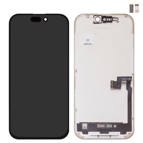 Pantalla LCD puede usarse con iPhone 16 Pro, negro, con marco, HC, sin microchip, OLED , GX OEM hard