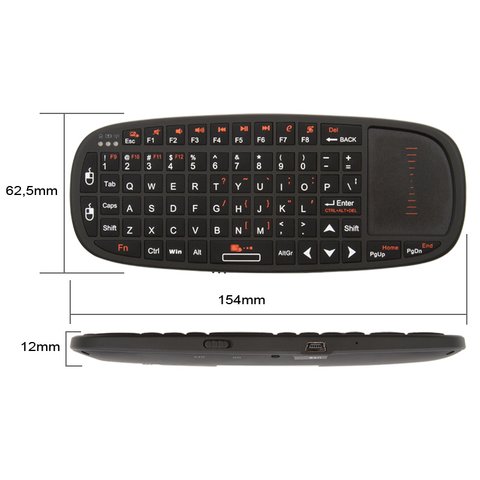 Беспроводная мини клавиатура с тачпадом и указкой черная 