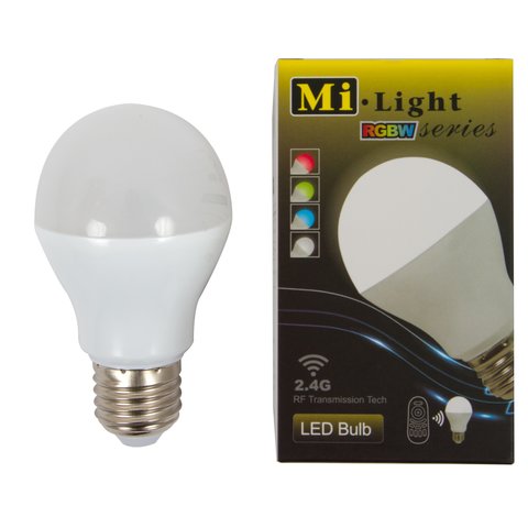Светодиодная лампочка MiLight RGBW 6W E27 WW теплый белый 