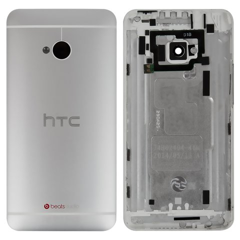 Задня панель корпуса для HTC One M7 801n, срібляста