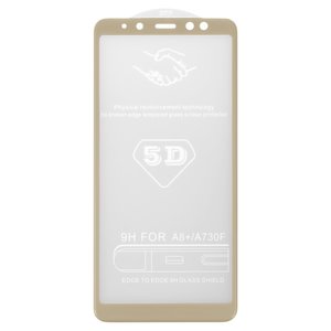 Защитное стекло All Spares для Samsung A730 Galaxy A8+ 2018 , 5D Full Glue, золотистый