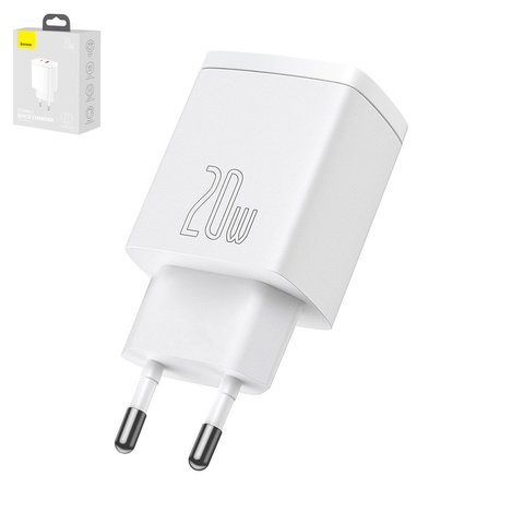 Мережевий зарядний пристрій Baseus Compact, 20 Вт, Quick Charge, білий, 2 порта, #CCXJ B02