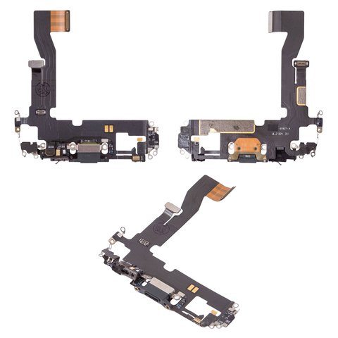 Шлейф для iPhone 12, iPhone 12 Pro, коннектора зарядки, синий, с микрофоном, с компонентами, Original PRC 