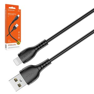 USB кабель Borofone BX51, USB тип A, Lightning, 100 см, 2,4 А, чорний, #6931474743893
