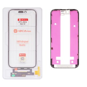 Сенсорний екран G+OCA PRO для iPhone 15, з рамкою, з ОСА плівкою, чорний, без мікросхеми