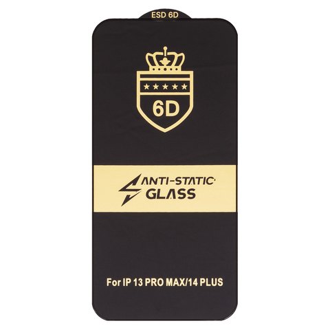 Защитное стекло ESD 6D для Apple iPhone 13 Pro Max, iPhone 14 Plus, совместимо с чехлом, Full Glue, Anti Static, без упаковки , черный