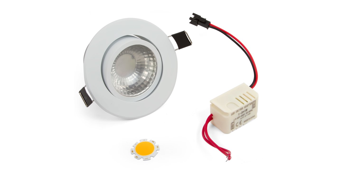 LED Downlight DIY Kit COB 3 W (warm white) - ToolBoom